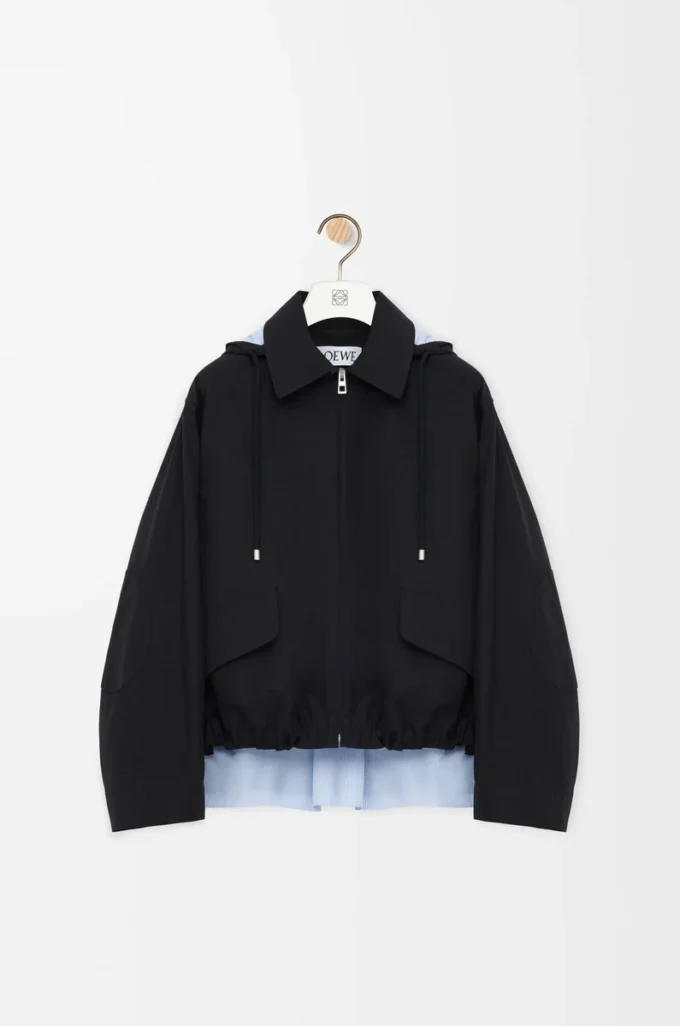 Parka à capuche en coton Noir