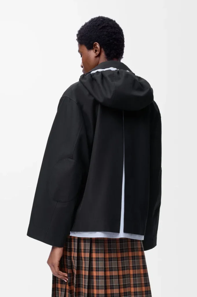 Parka à capuche en coton Noir