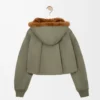 Parka courte en coton vert kaki