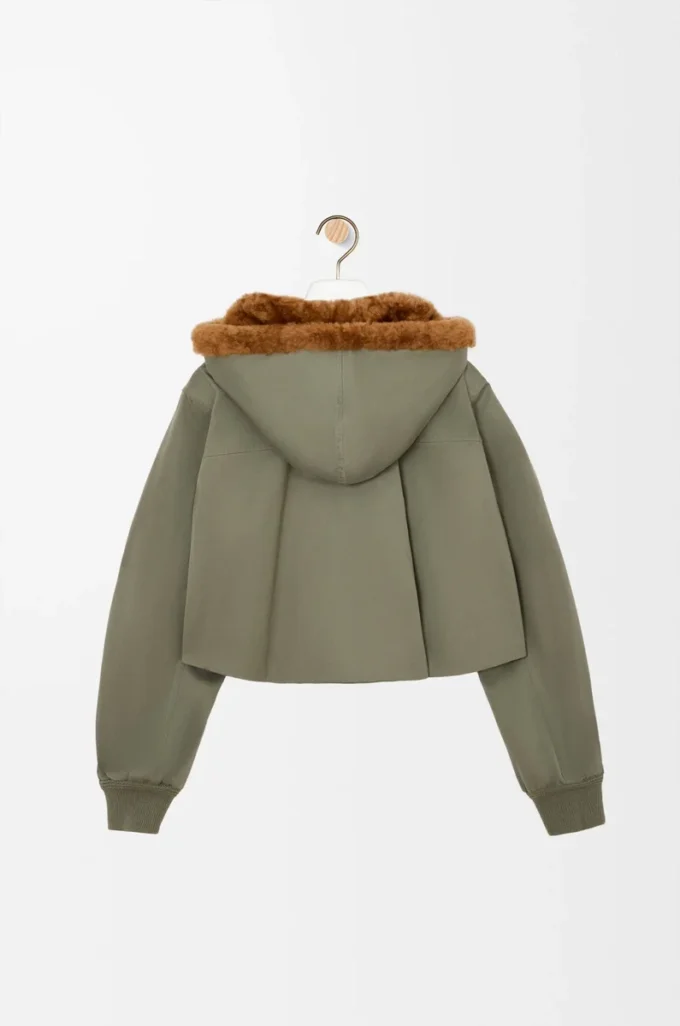 Parka courte en coton vert kaki