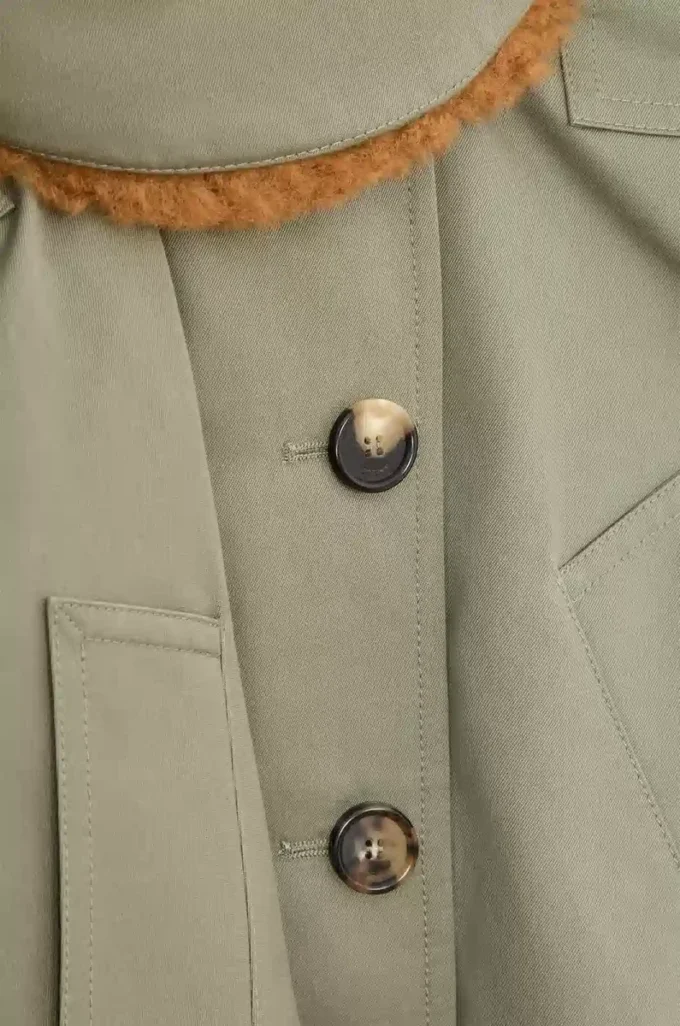 Parka courte en coton vert kaki