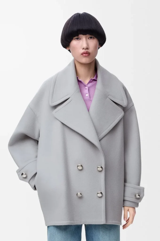 Peacoat Pebble en laine gris