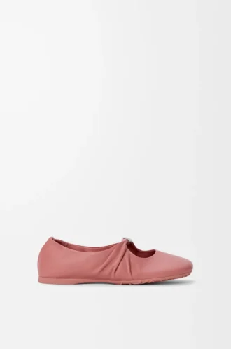 Pebble Ballerines souples en cuir d&rsquo;agneau nappa Blush