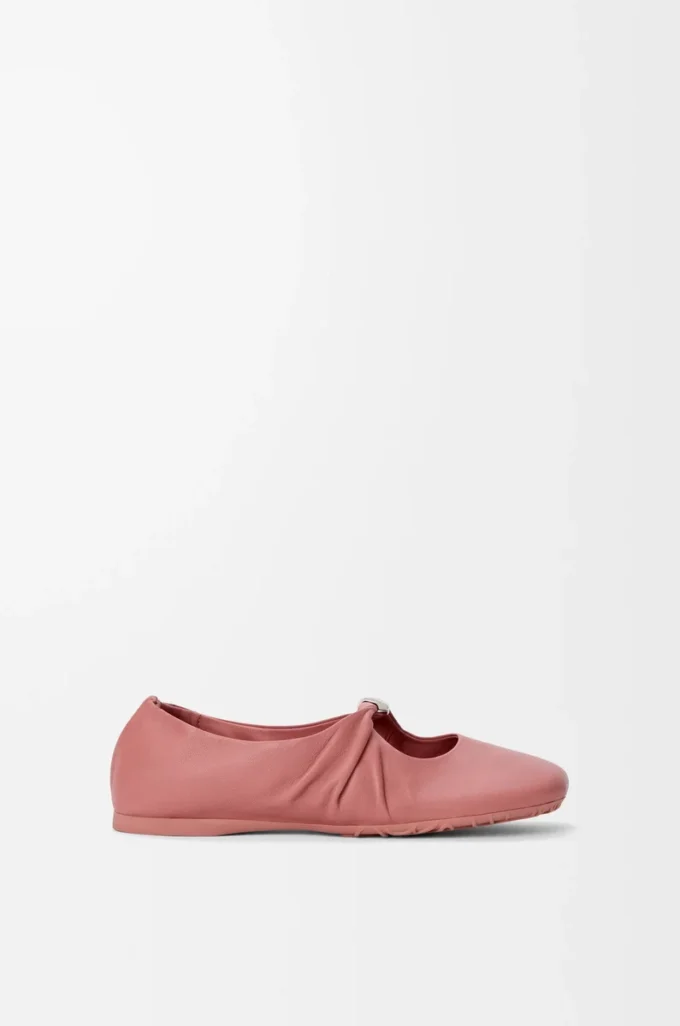 Pebble Ballerines souples en cuir d&rsquo;agneau nappa Blush