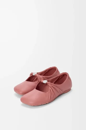 Pebble Ballerines souples en cuir d&rsquo;agneau nappa Blush