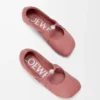 Pebble Ballerines souples en cuir d&rsquo;agneau nappa Blush
