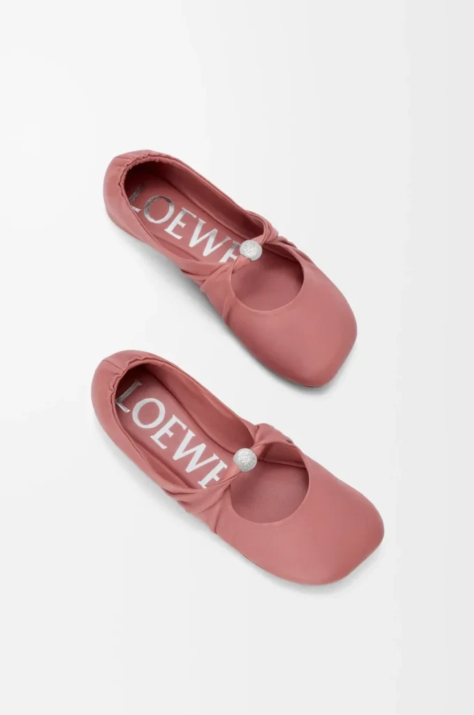 Pebble Ballerines souples en cuir d&rsquo;agneau nappa Blush