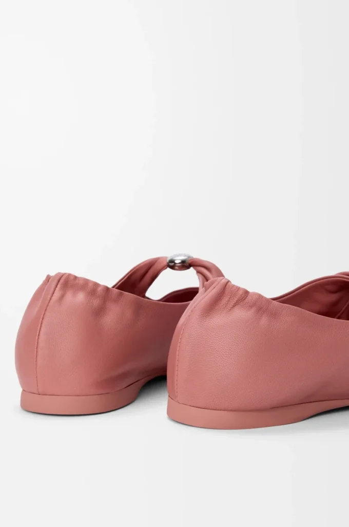 Pebble Ballerines souples en cuir d&rsquo;agneau nappa Blush