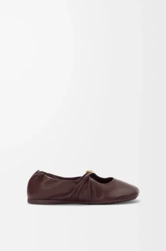 Pebble Ballerines souples en cuir d&rsquo;agneau nappa Bordeaux