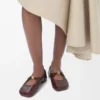 Pebble Ballerines souples en cuir d&rsquo;agneau nappa Bordeaux