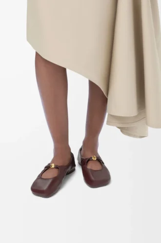 Pebble Ballerines souples en cuir d&rsquo;agneau nappa Bordeaux