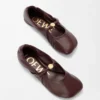 Pebble Ballerines souples en cuir d&rsquo;agneau nappa Bordeaux