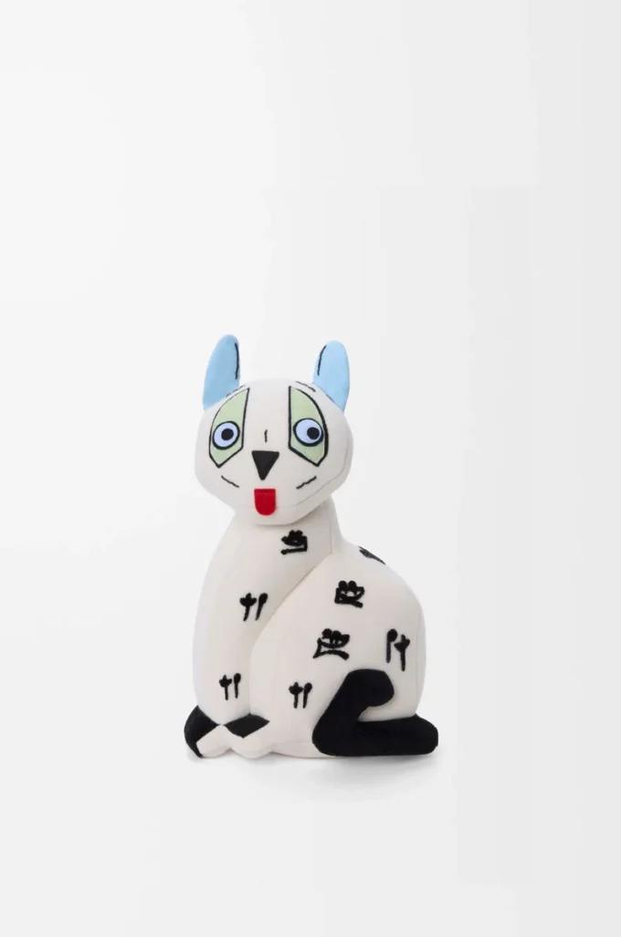 Peluche chat en velours de coton blanc doux