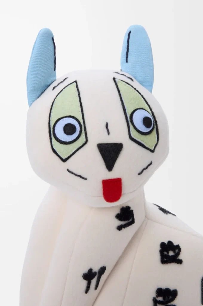 Peluche chat en velours de coton blanc doux