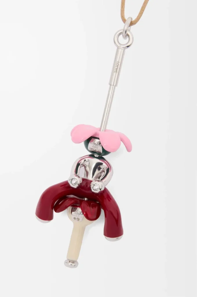 Pendentif Acrobat assis en argent sterling et cristaux Argent/Bordeaux