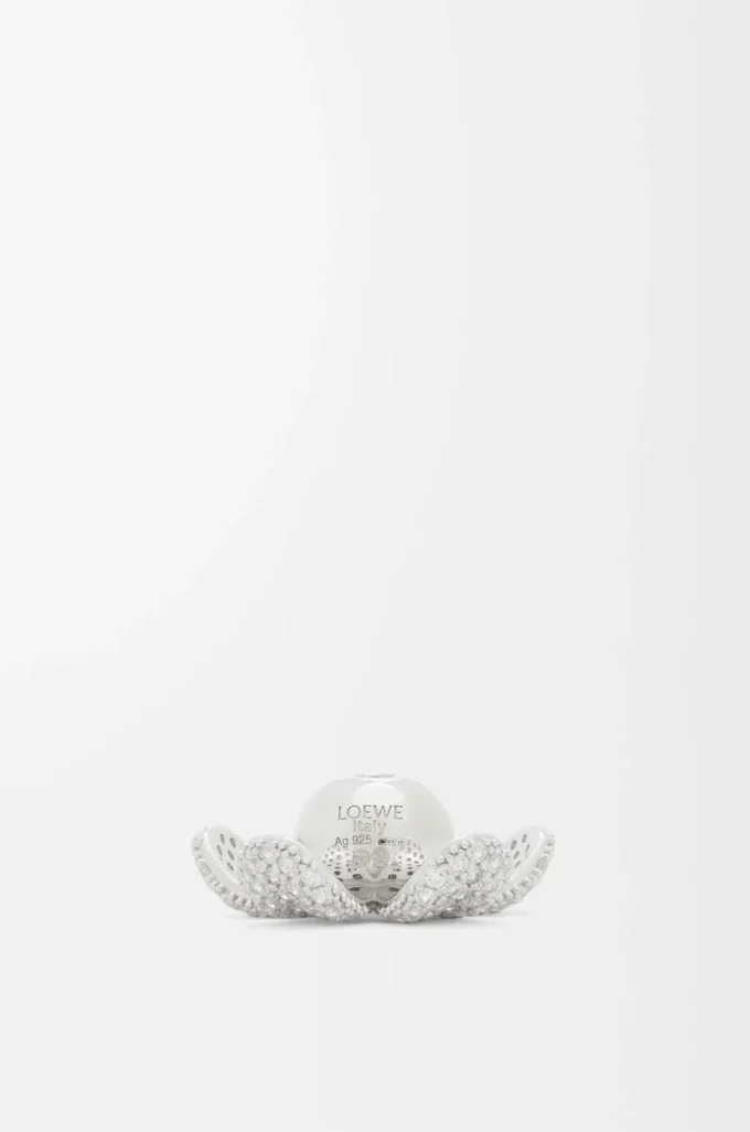 Pendentif Flower Hat en argent sterling et cristaux Argent/Blanc
