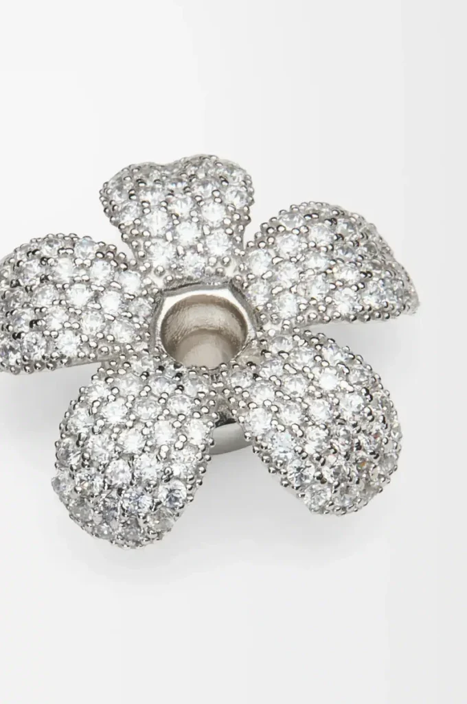 Pendentif Flower Hat en argent sterling et cristaux Argent/Blanc
