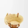 Petit panier Elephant en raphia et cuir de veau naturel/tan