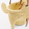 Petit panier Elephant en raphia et cuir de veau naturel/tan