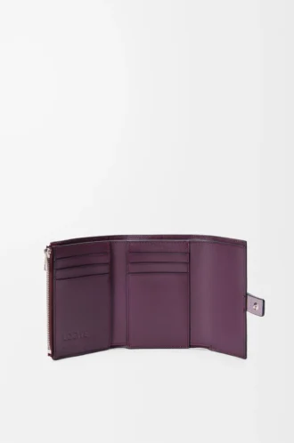 Petit portefeuille vertical en cuir de veau grainé souple Dirty Mauve/Squirrel