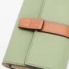 Petit portefeuille vertical en cuir de veau grainé souple Rosemary/Tan