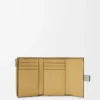 Petit portefeuille vertical en cuir de veau grainé souple Shell Grey/Eucalyptus