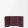 Petit portefeuille vertical en cuir de veau lisse et grainé Dark Burgundy