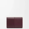 Petit portefeuille vertical en cuir de veau lisse et grainé Dark Burgundy
