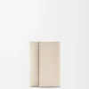 Petit portefeuille vertical en cuir de veau satiné et grainé, motif répété, couleur Light Oat