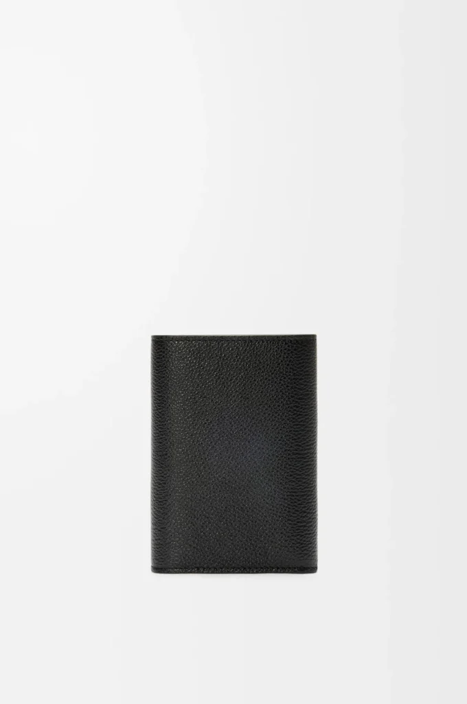 Petit portefeuille vertical Pebble en cuir de veau grainé Pebble Noir