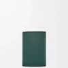 Petit portefeuille vertical Pebble en cuir de veau nappa brillant Deep Forest