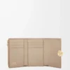Petit portefeuille vertical Pebble en cuir de veau nappa brillant Sand