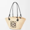 Petit sac Anagram Basket en palmier iraca et cuir de veau Naturel/Noir