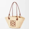 Petit sac Anagram Basket en palmier iraca et cuir de veau Naturel/Tan