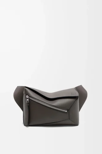 Petit sac banane Puzzle Edge en cuir de veau classique gris foncé