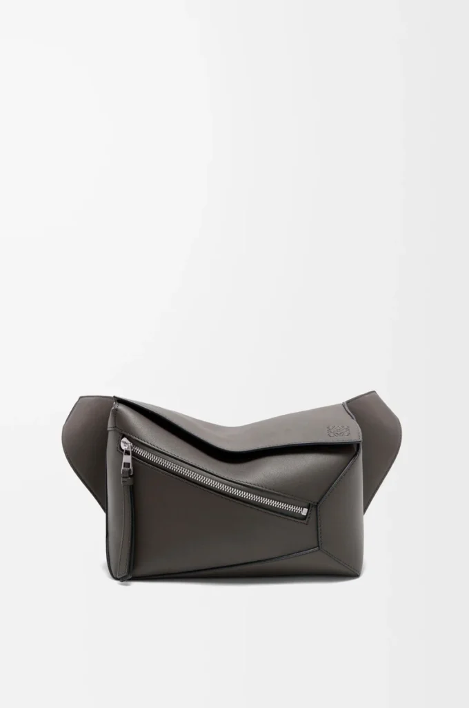 Petit sac banane Puzzle Edge en cuir de veau classique gris foncé