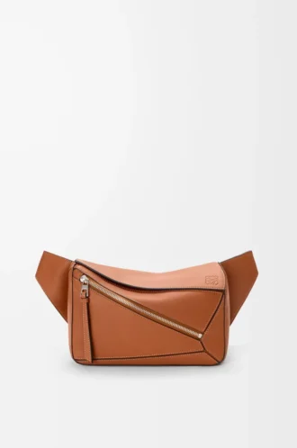 Petit sac banane Puzzle en cuir de veau classique Tan
