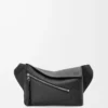 Petit sac banane Puzzle en cuir de veau grainé Noir