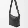 Petit sac à bandoulière Cubi en cuir de veau lisse et souple et jacquard noir