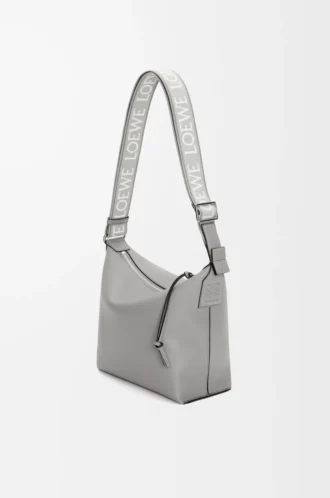 Petit sac à bandoulière Cubi en cuir de veau souple et lisse et jacquard gris asphalte