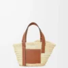 Petit sac Basket en feuilles de palmier et cuir de veau Naturel/Tan Petit sac Basket en feuilles de palmier et cuir de veau Naturel/Tan