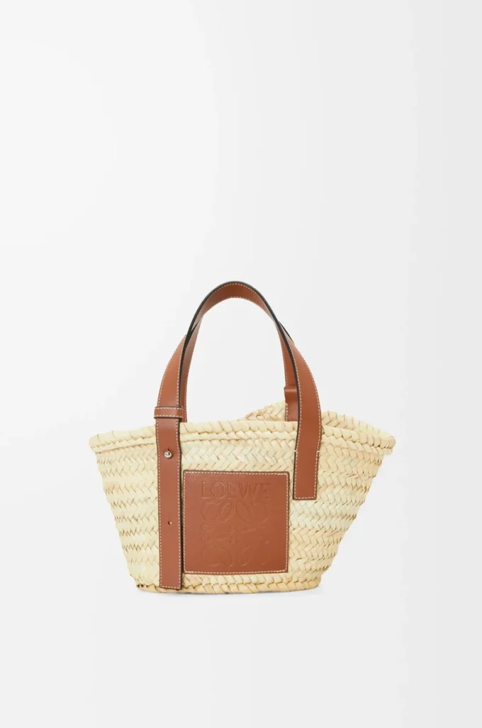Petit sac Basket en feuilles de palmier et cuir de veau Naturel/Tan Petit sac Basket en feuilles de palmier et cuir de veau Naturel/Tan