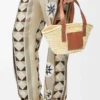 Petit sac Basket en feuilles de palmier et cuir de veau Naturel/Tan Petit sac Basket en feuilles de palmier et cuir de veau Naturel/Tan