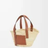Petit sac Basket en feuilles de palmier et cuir de veau Naturel/Tan Petit sac Basket en feuilles de palmier et cuir de veau Naturel/Tan