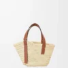 Petit sac Basket en feuilles de palmier et cuir de veau Naturel/Tan Petit sac Basket en feuilles de palmier et cuir de veau Naturel/Tan