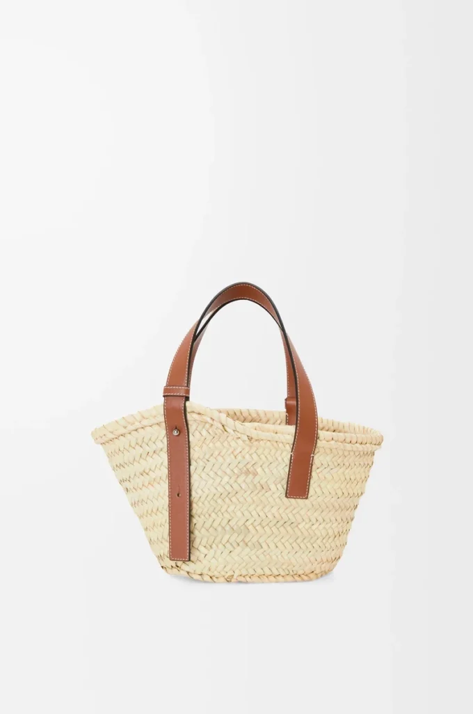 Petit sac Basket en feuilles de palmier et cuir de veau Naturel/Tan Petit sac Basket en feuilles de palmier et cuir de veau Naturel/Tan