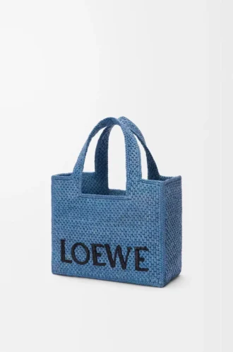 Petit sac fourre-tout LOEWE Font en raphia bleu clair