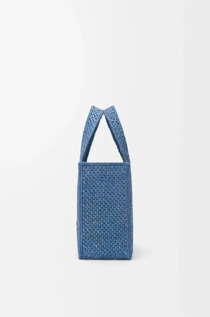 Petit sac fourre-tout LOEWE Font en raphia bleu clair