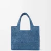 Petit sac fourre-tout LOEWE Font en raphia bleu clair