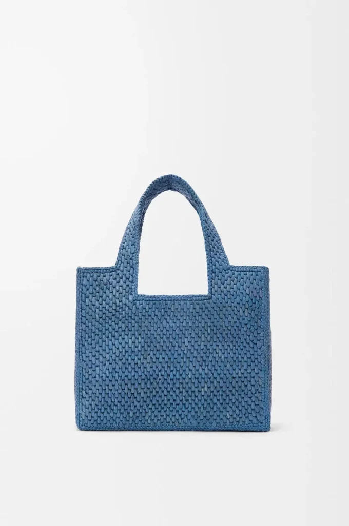 Petit sac fourre-tout LOEWE Font en raphia bleu clair